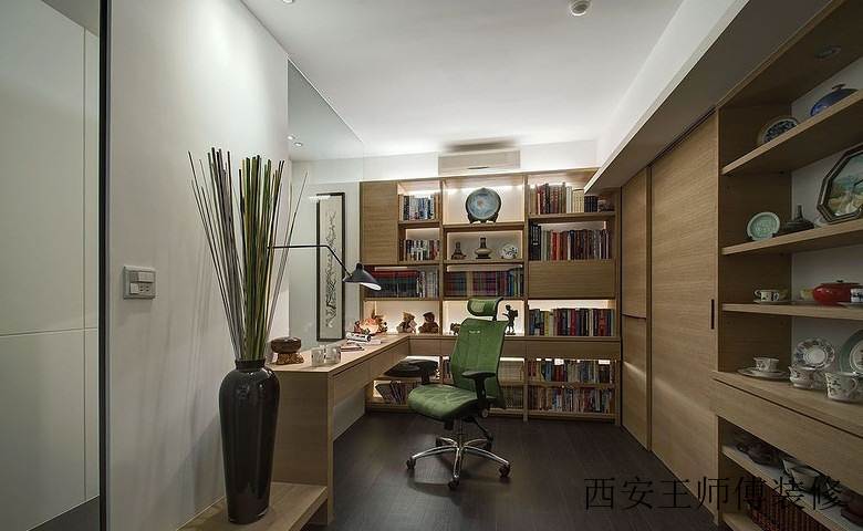 原木简约现代装修风格书房室内设计图
