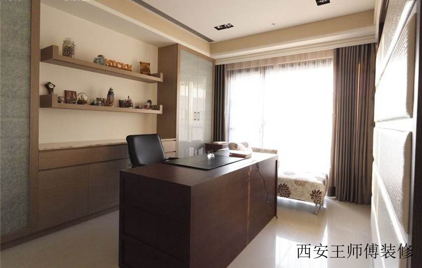 简约现代书房实木书桌装饰效果图