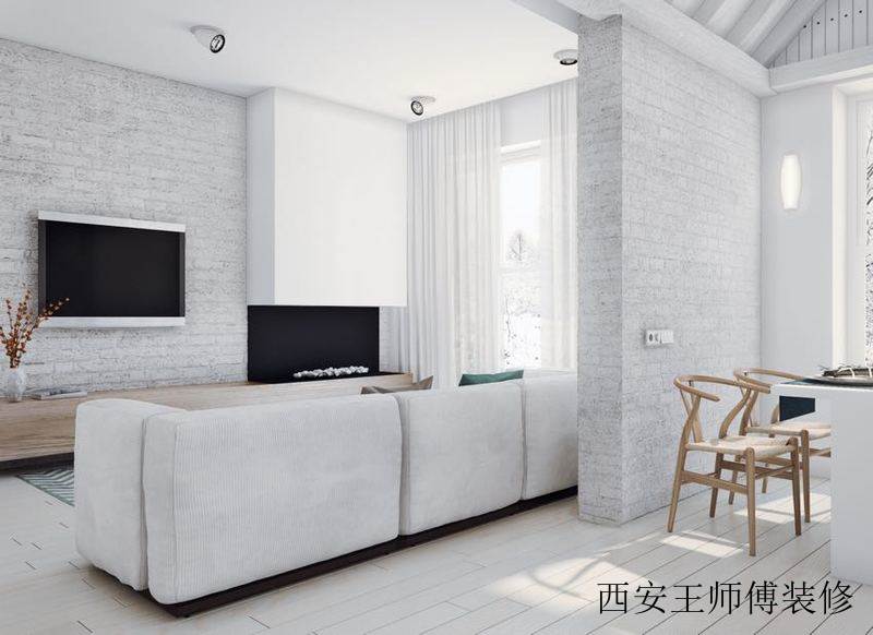 灰白雅致简约风格复式室内隔断设计装潢欣赏图