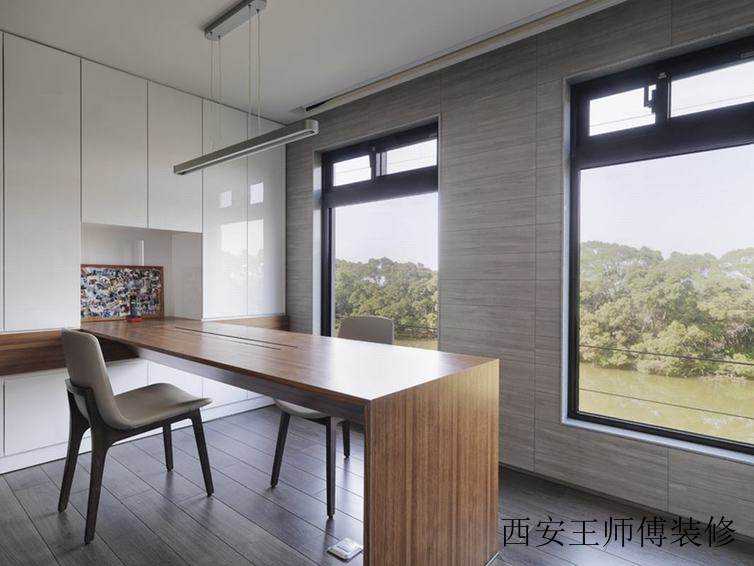 简约宜家书房原木书桌设计