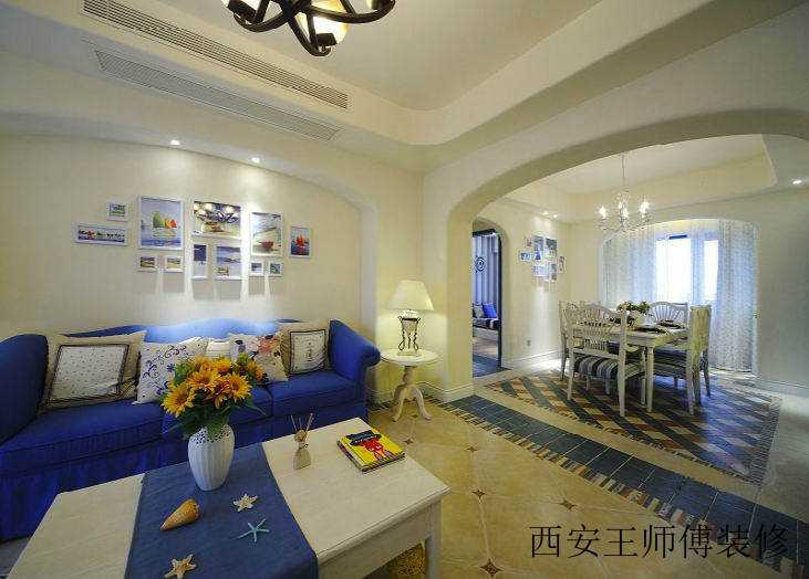 蓝色地中海风格家居隔断图