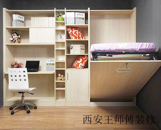 舒适宜家风书房 白色隐形床设计