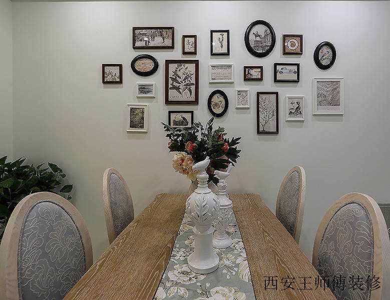 唯美简约美式风格餐厅照片墙设计装饰图
