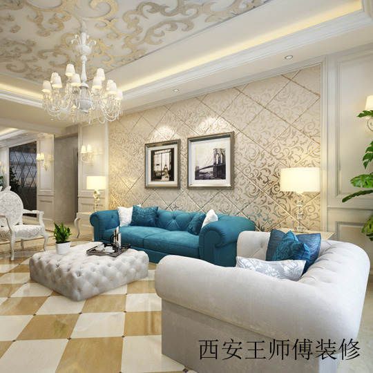 华丽大气欧式客厅 沙发软包背景墙装修