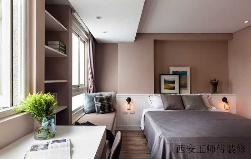 优雅现代卧室浅咖色背景墙装饰