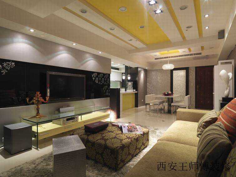 创意混搭现代客餐厅吊顶欣赏