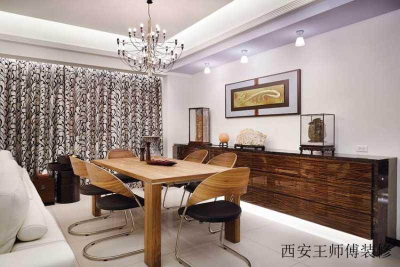 现代中式风餐厅家具配置图
