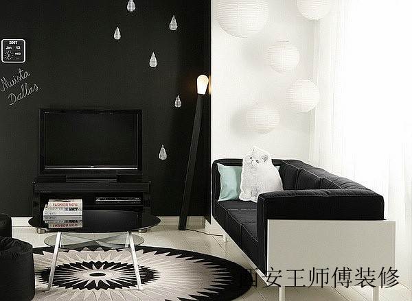 黑白简约时尚客厅家装案例图