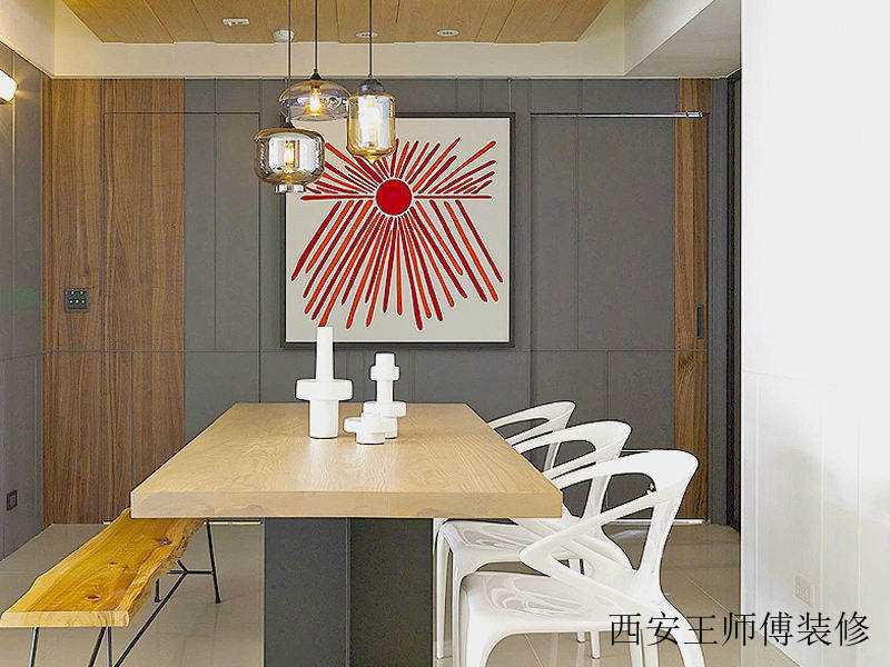 现代文艺混搭餐厅隐形门装饰效果图