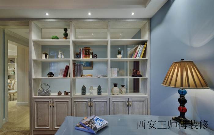 简欧法式风书房书架设计