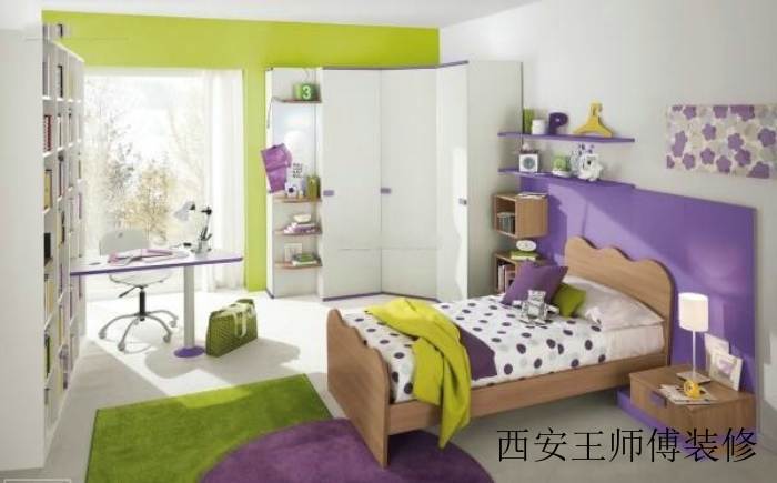 靓丽色彩混搭儿童房全景图