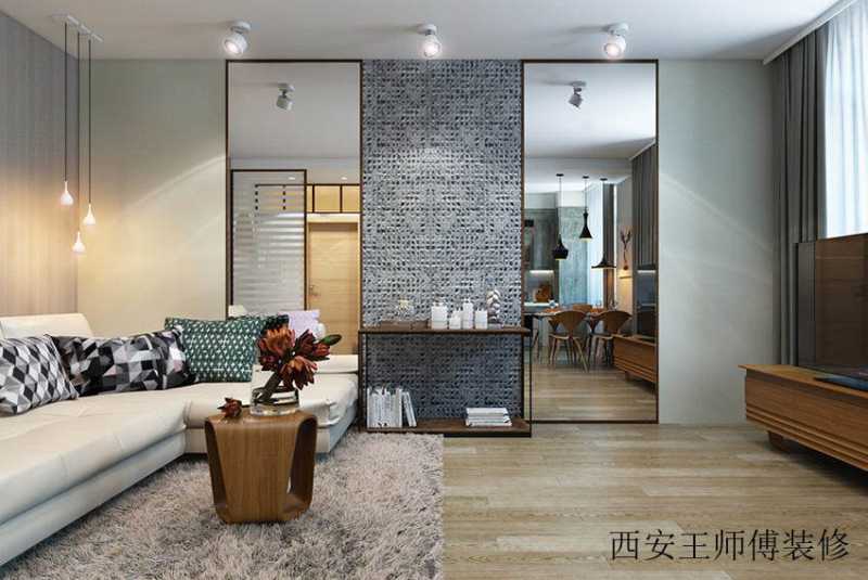 现代艺术风 客厅全身镜背景墙设计