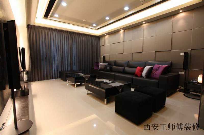 暗色系现代二居 客厅家装效果图