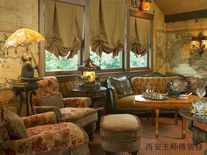 美式风格客厅局部家装效果图