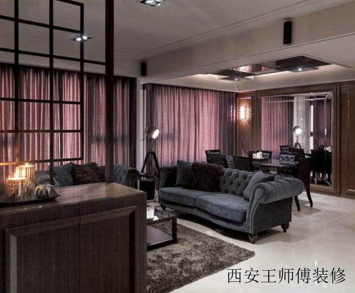 复古摩登美式设计玄关隔断效果图
