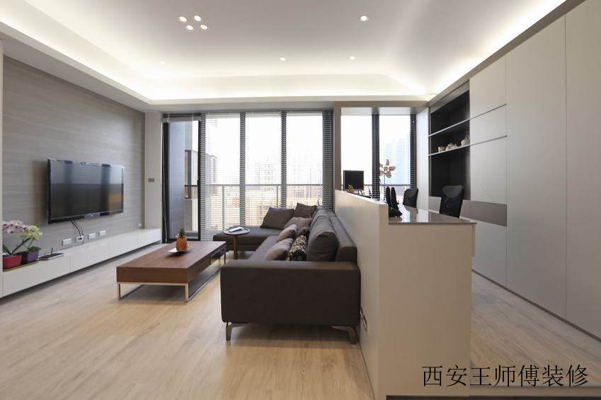 简洁北欧装修 客厅书房半隔断效果图