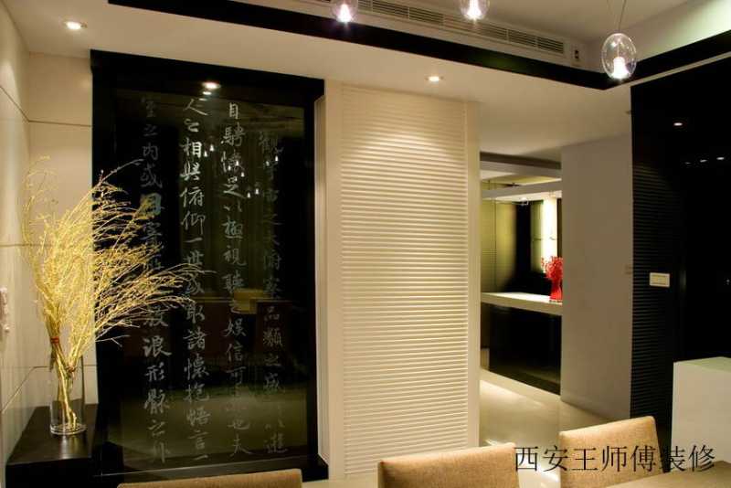 现代中式家居室内字画背景墙设计装潢图