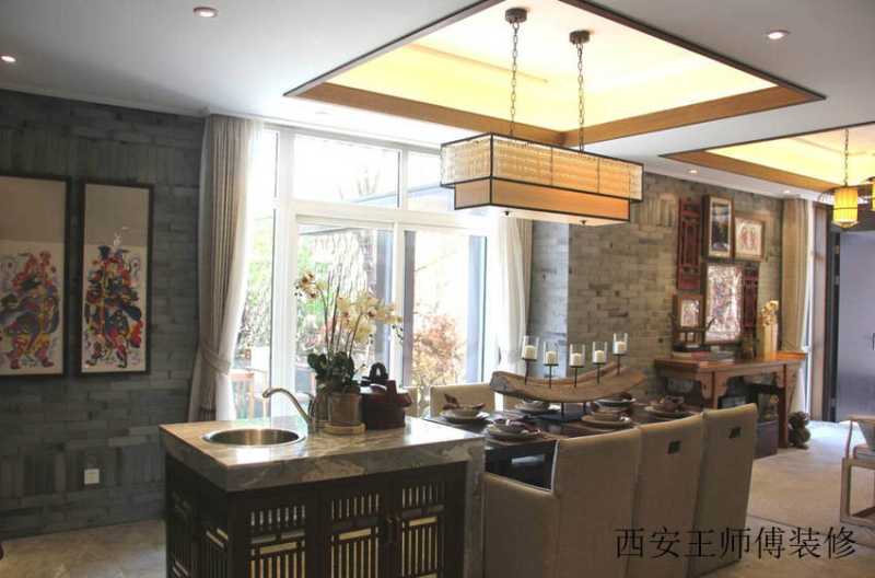仿古中式风格餐厅吊顶设计装修图
