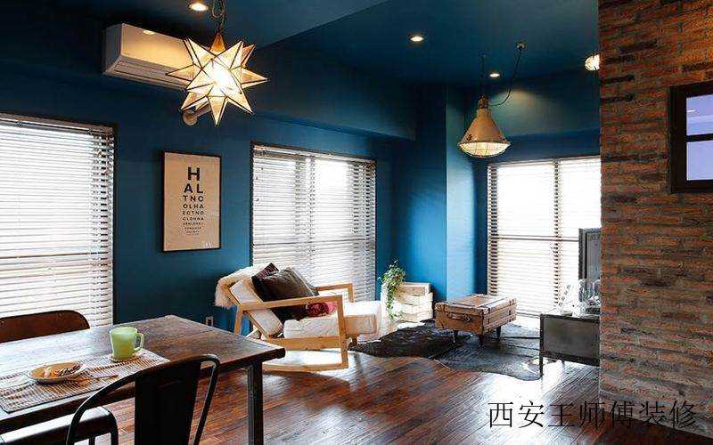 复古现代装修风格两居客厅百叶窗设计案例图