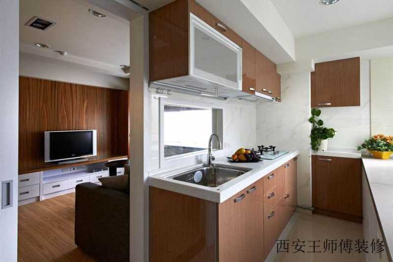 原木现代美式厨房装饰图
