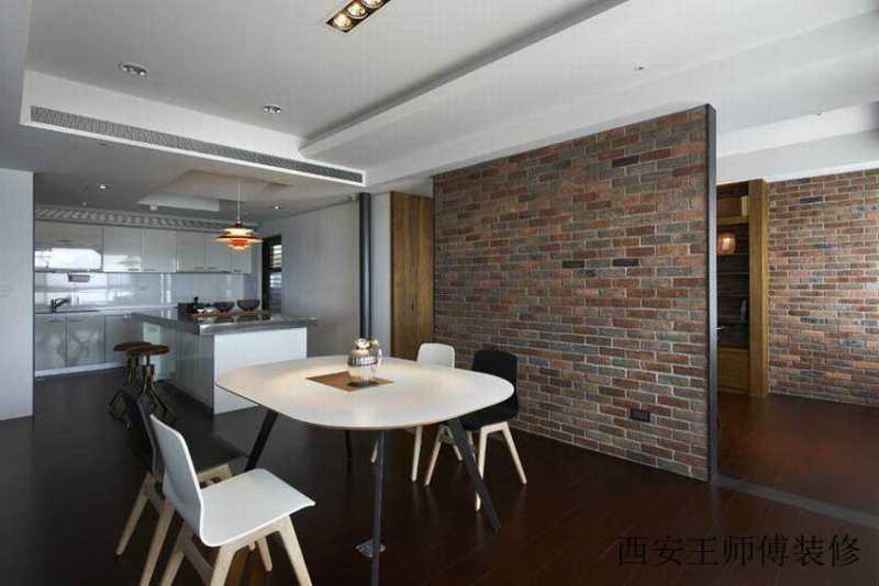 现代家居餐厅红砖背景墙设计