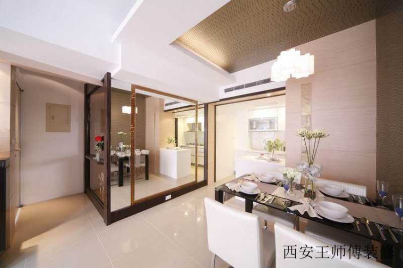 现代简约餐厅镜面背景墙设计