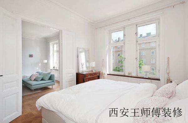 白色北欧风格卧室装潢图