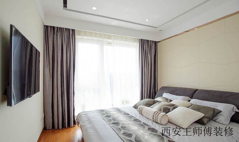低调雅致现代风格卧室窗帘装饰效果图