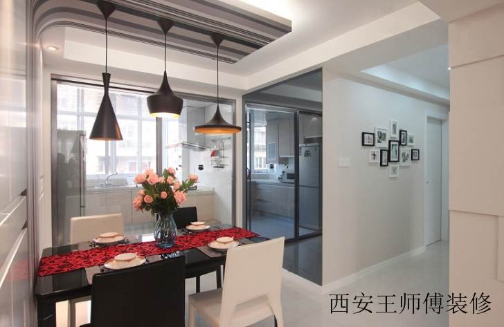 黑白现代简约二居餐厅效果图