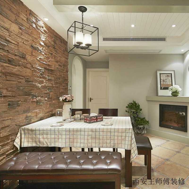 美式田园风餐厅背景墙设计