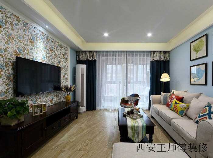 美式装修风格客厅窗帘装饰效果图