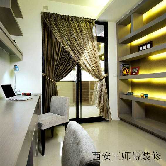精致混搭书房窗帘装饰图