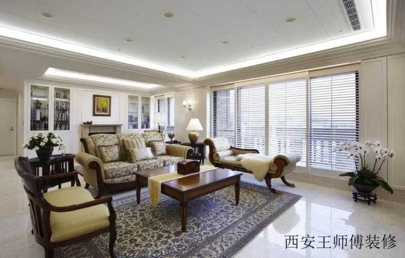 古典美式风格家装客厅室内设计装潢效果图