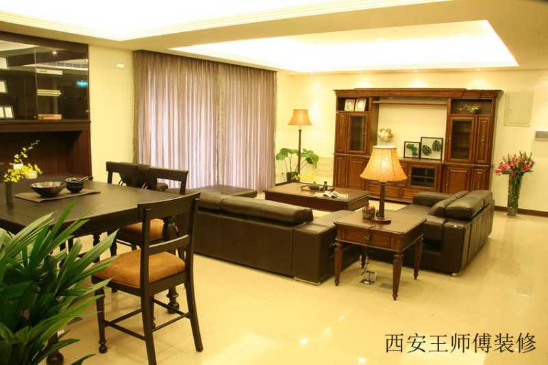 简中式现代客厅软装布置图