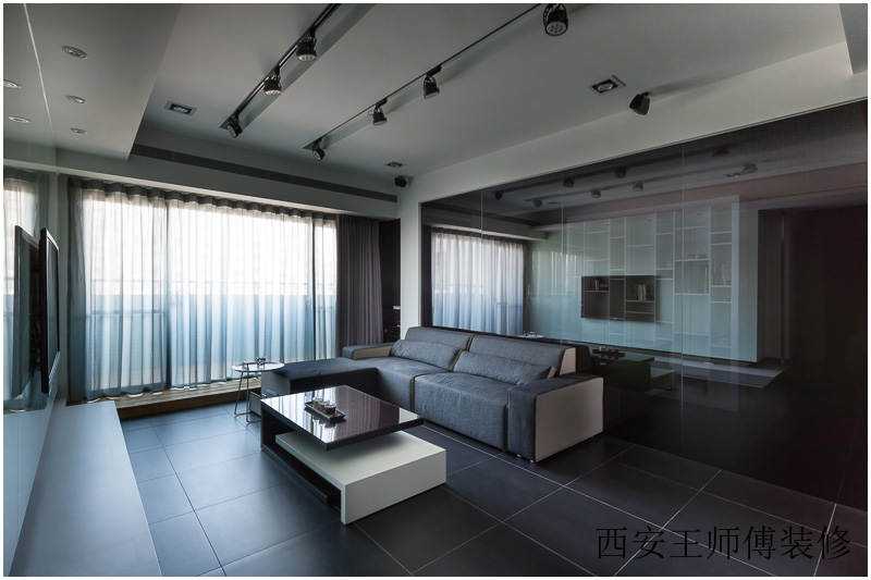 黑色现代时尚客厅装修效果欣赏图