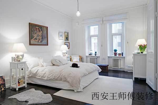 黑白简欧二居卧室装潢图