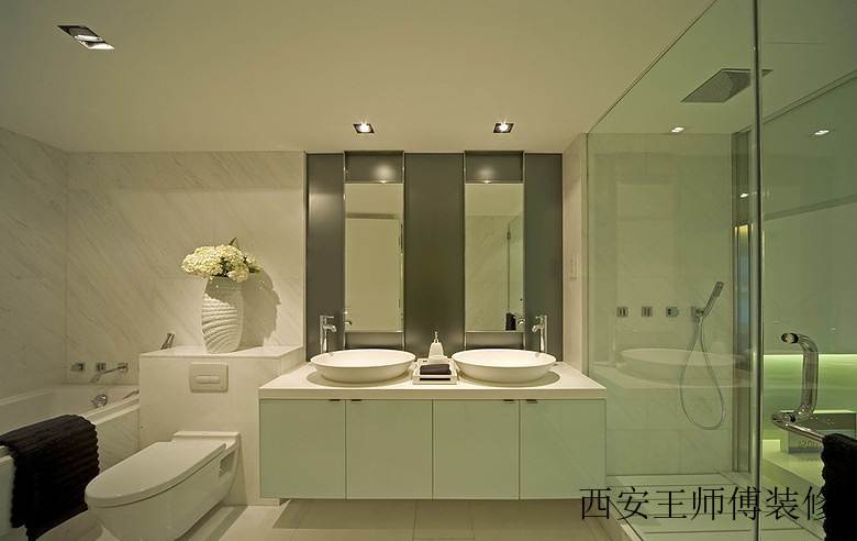 简约现代设计装修卫生间玻璃隔断装饰图