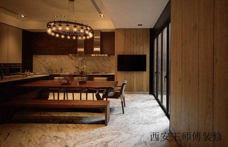 咖色系古朴美式餐厅效果图