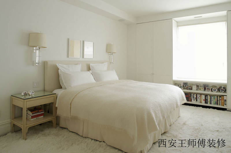 纯白北欧宜家风格卧室地毯装潢欣赏图