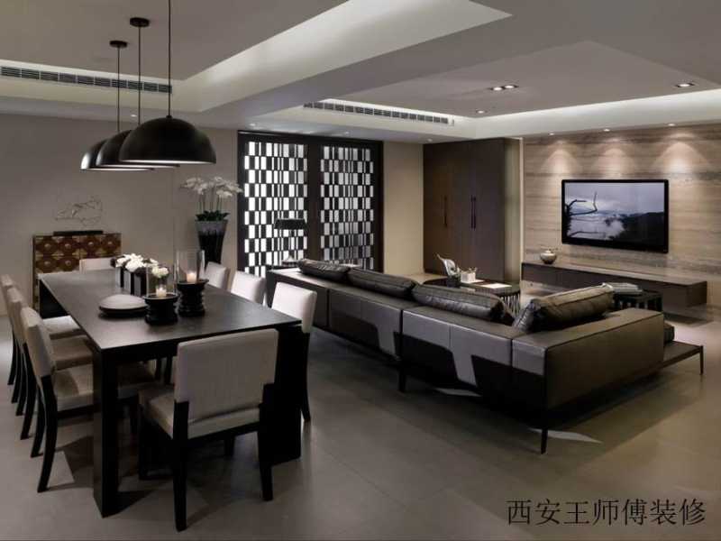 现代中式客餐厅一体案例图