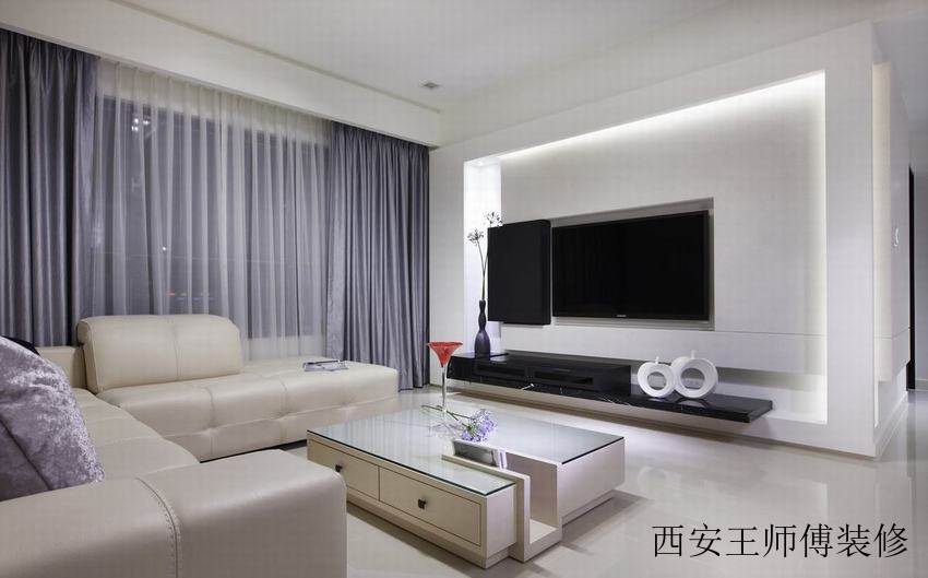 纯净简约现代客厅 电视背景墙设计