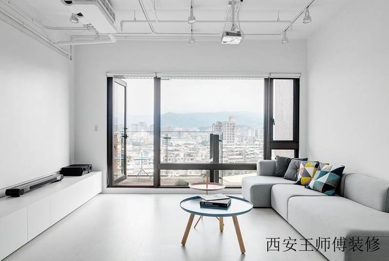 洁净极简主义风格公寓客厅装潢设计图
