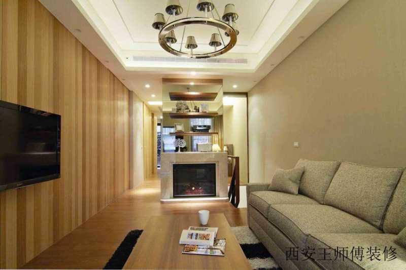现代自然风 客厅原木背景墙设计