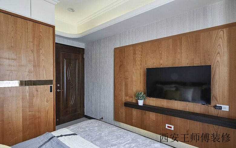 北欧原木卧室电视背景墙效果图