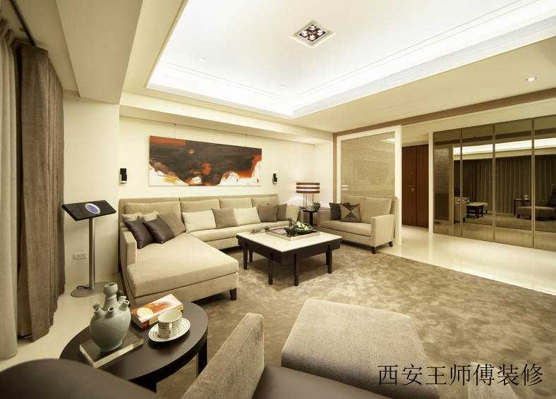 米白色现代别墅室内设计装修图