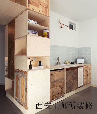 简约创意小户型一居室厨房橱柜装修图