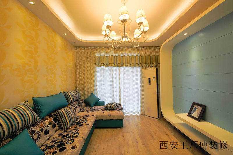 黄色背景装饰现代二居室室内效果图