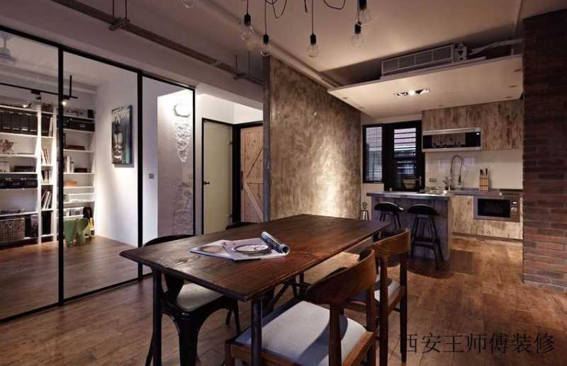 现代复古餐厅餐桌椅装饰图
