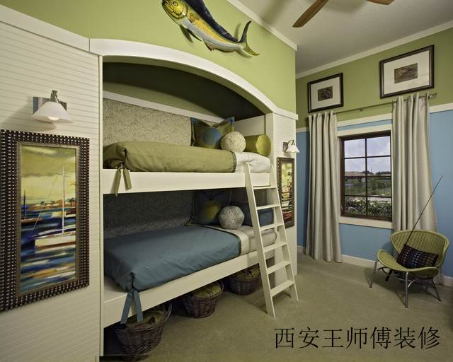 清爽蓝绿欧式儿童房案例图