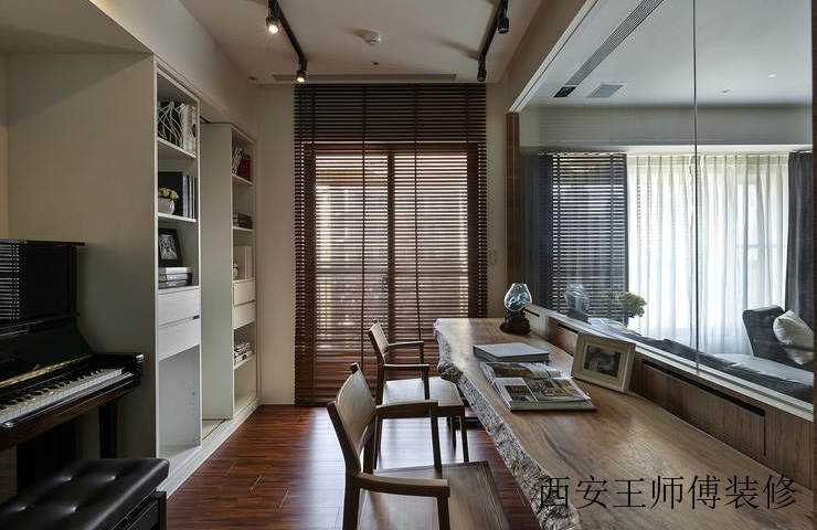 中性色现代书房窗帘效果图